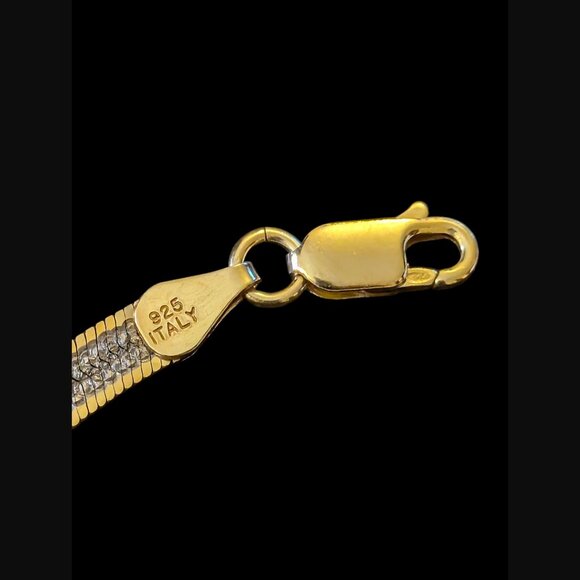 925 Sterling Silver Two Tone Reversible Plux Treaked Size 7.5" Bracelet - Picture 9 of 9